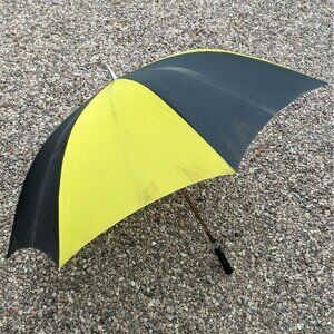 Vintage Black & Yellow Panel Umbrella With Rubber Handle